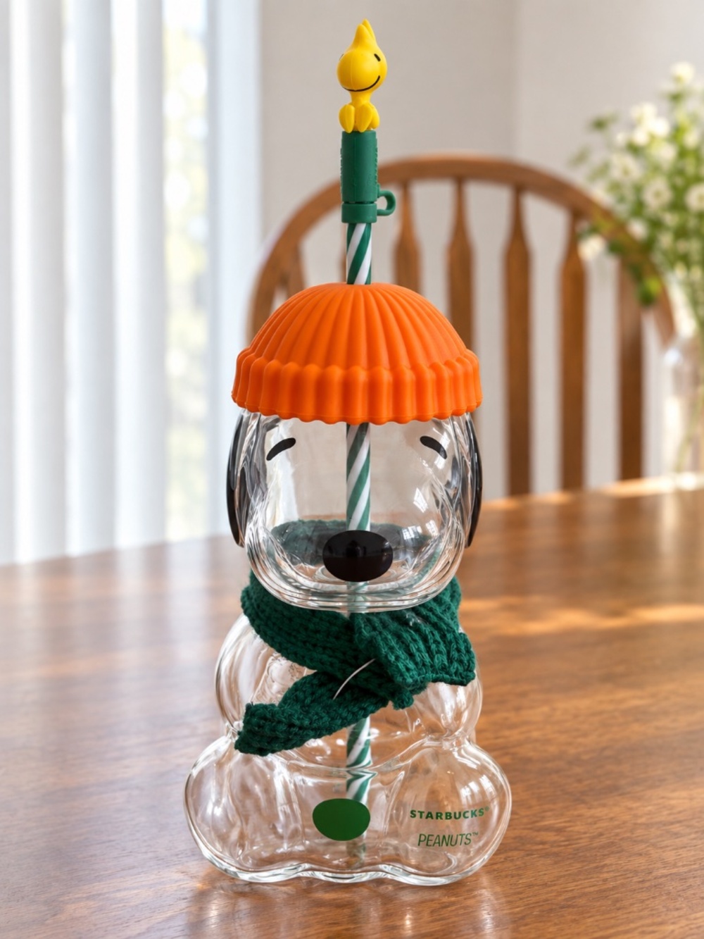 NEW Starbucks x Peanuts Snoopy Glass Cold Cup 20oz w/ Woodstock